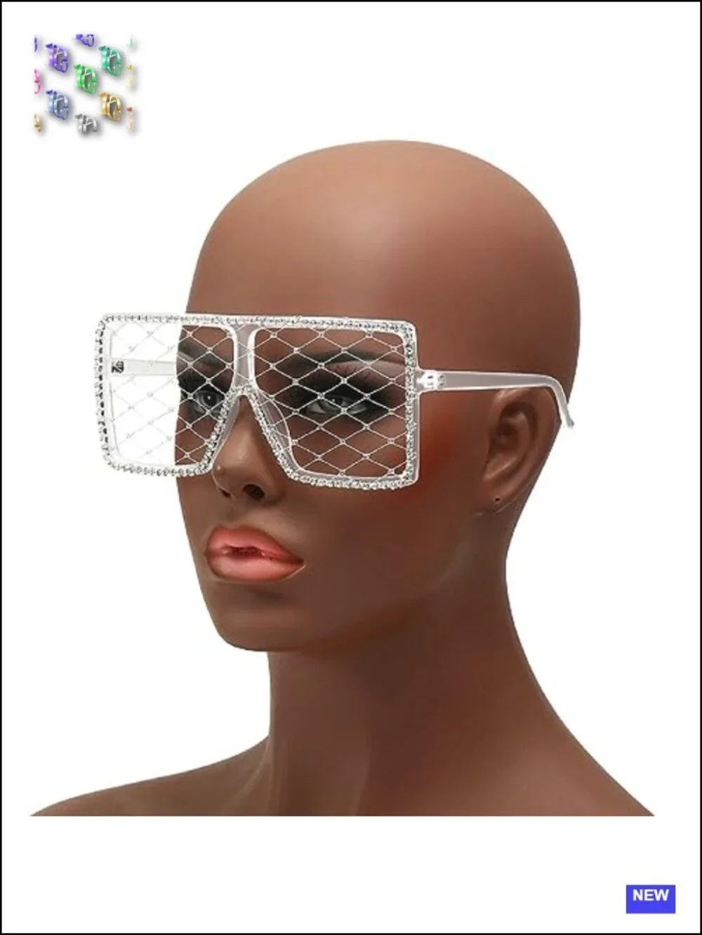 Oversized Rhinestone Bling Square Sunglasses for Women Lace Lens Party Eyewear